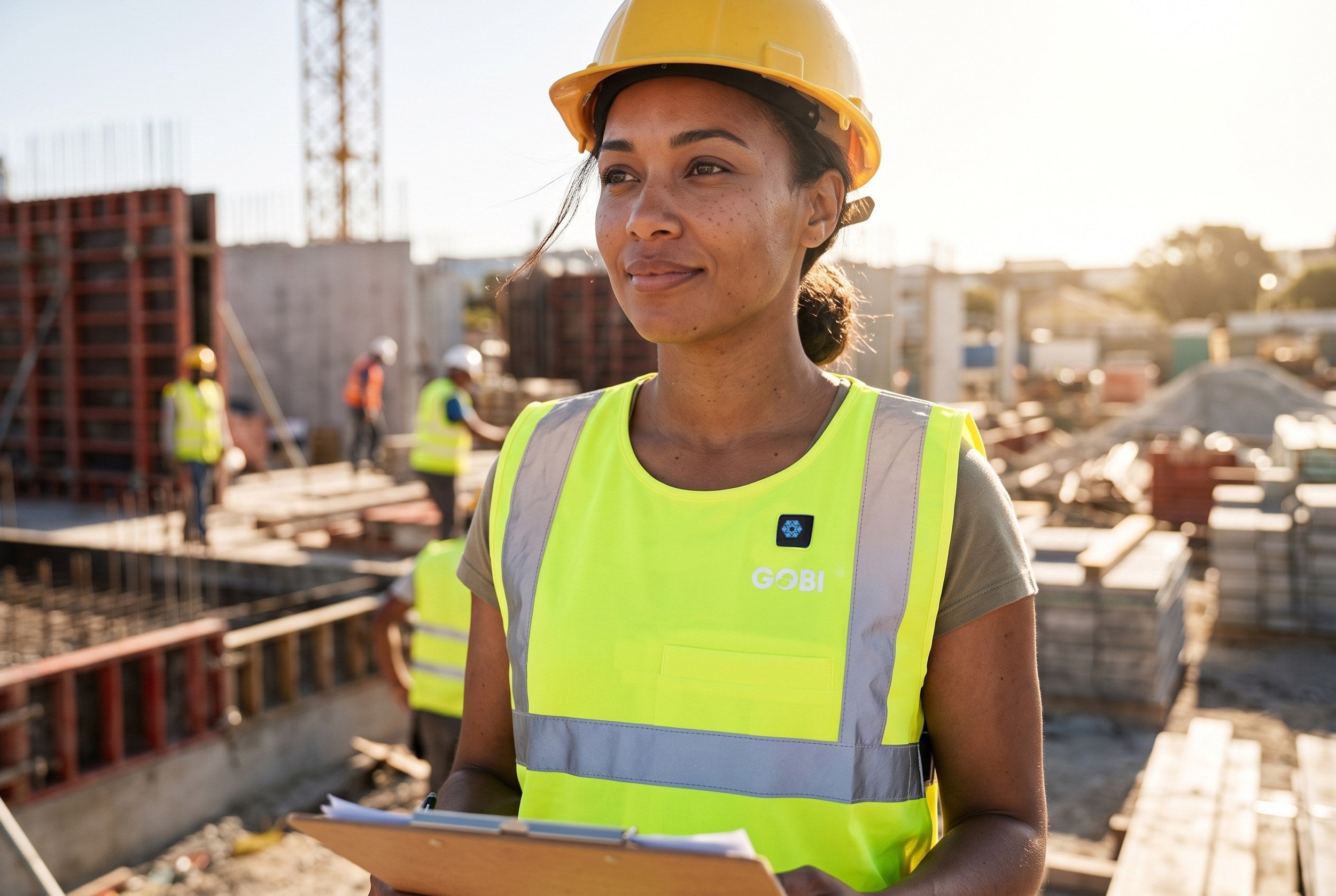 GOBI heated workwear and high-visibility gear for a jobsite.