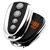 Remote control with buttons and 'GOBI Heat' logo on a white background