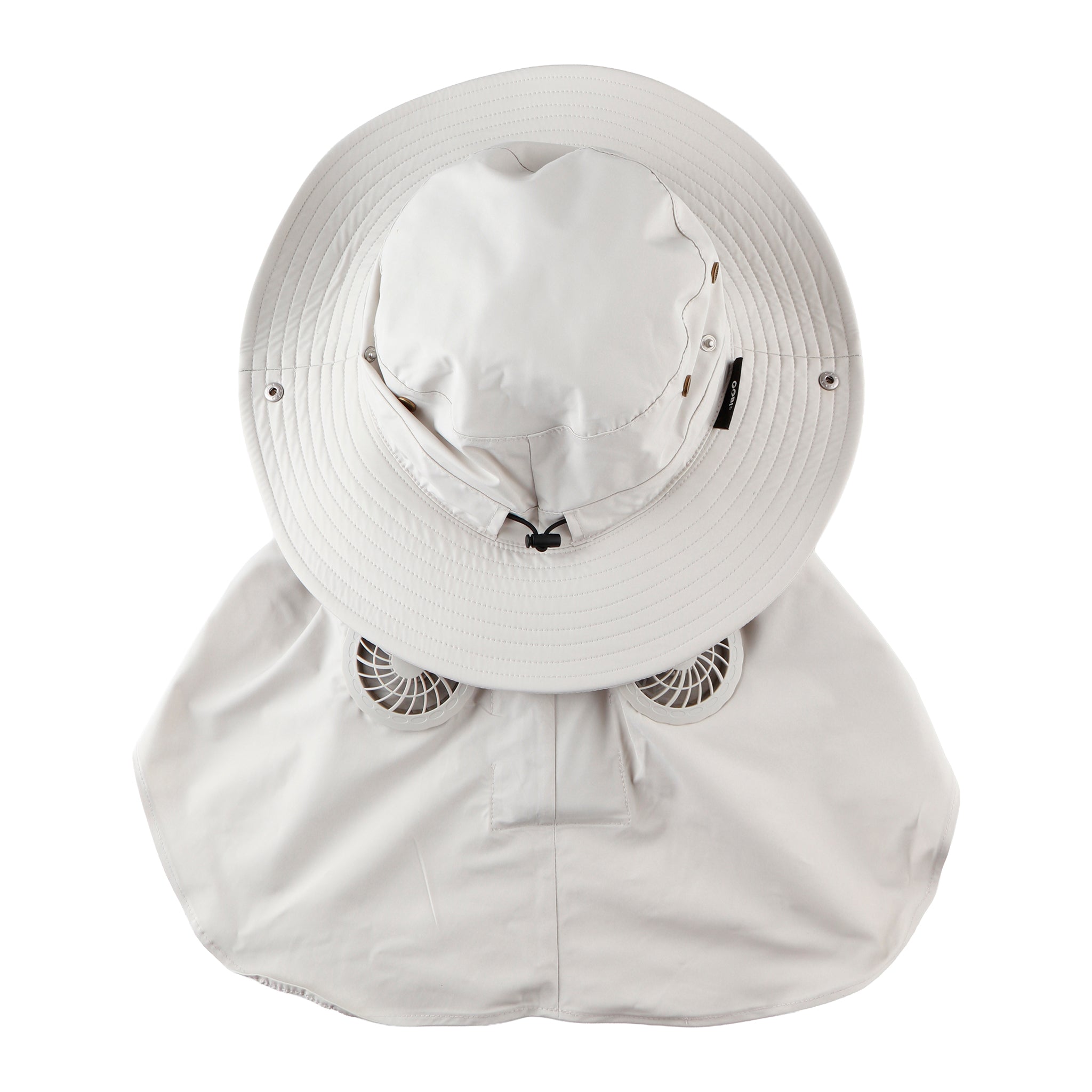 Breza Sun Hat in Sand - back view showing detachable hood