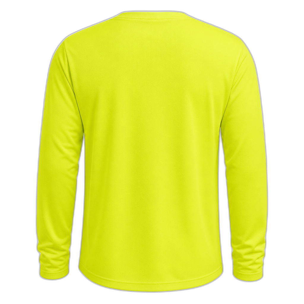 Ray Men's UPF Sun Long-Sleeved T-Shirt back view - hi-vis yellow