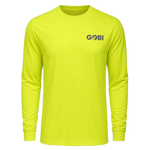 Ray Men's UPF Sun Long-Sleeved T-Shirt front view - hi-vis yellow crew neck