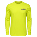 Ray Men's UPF Sun Long-Sleeved T-Shirt front view - hi-vis yellow crew neck
