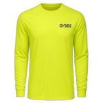 Ray Men's UPF Sun Long-Sleeved T-Shirt front view - hi-vis yellow crew neck